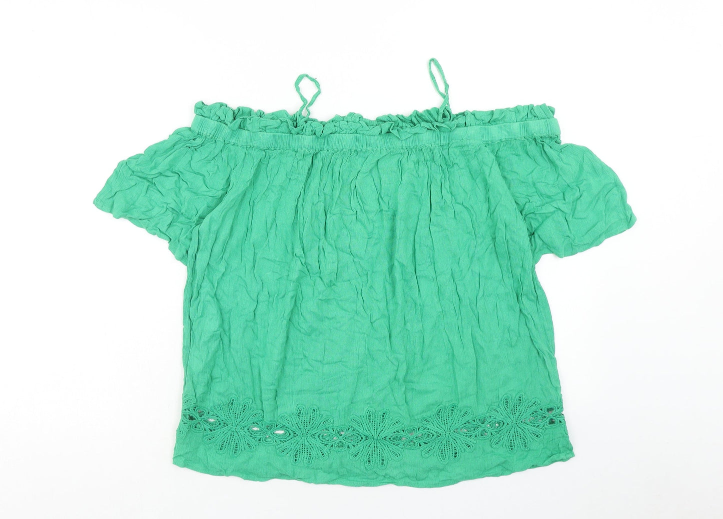 Womens UK Size 10 River Island Green Basic Blouse