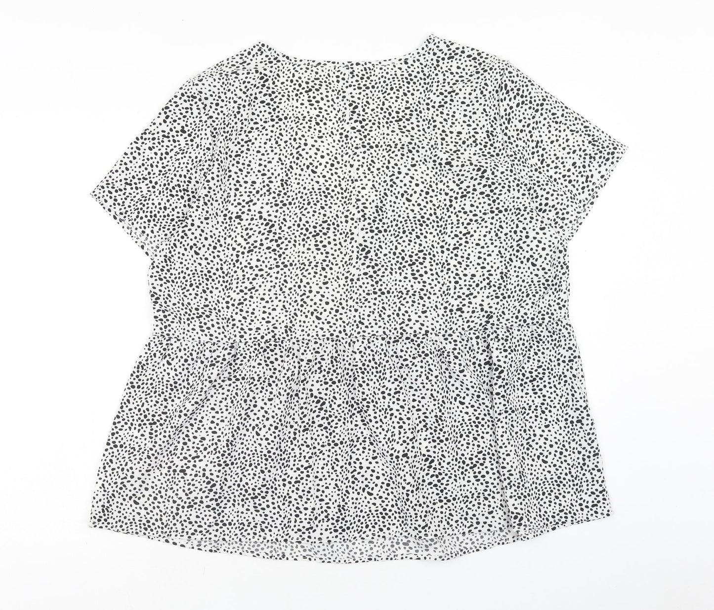 SheIn Womens White Geometric Polyester Basic Blouse Size XL V-Neck - Smock