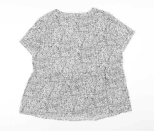 SheIn Womens White Geometric Polyester Basic Blouse Size XL V-Neck - Smock