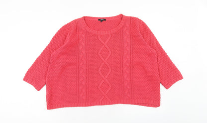 Womens UK Size 16 Papaya Pink Pullover Jumper