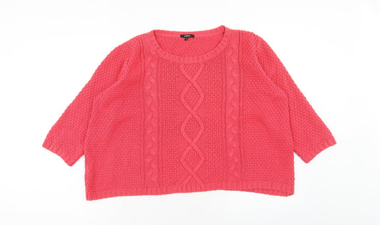 Womens UK Size 16 Papaya Pink Pullover Jumper