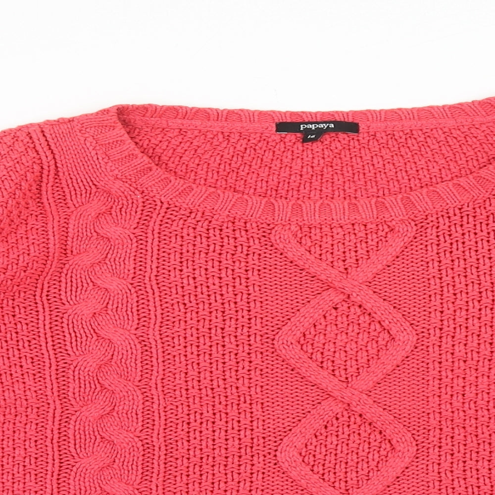 Womens UK Size 16 Papaya Pink Pullover Jumper