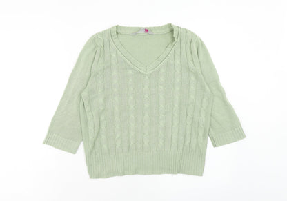 Womens UK Size L Key West Green Pullover Jumper