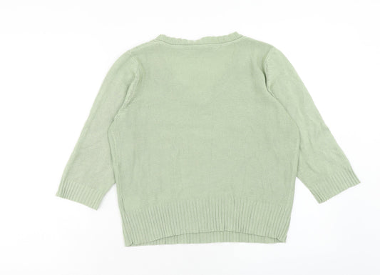 Key West Womens Green V-Neck Cotton Pullover Jumper Size L