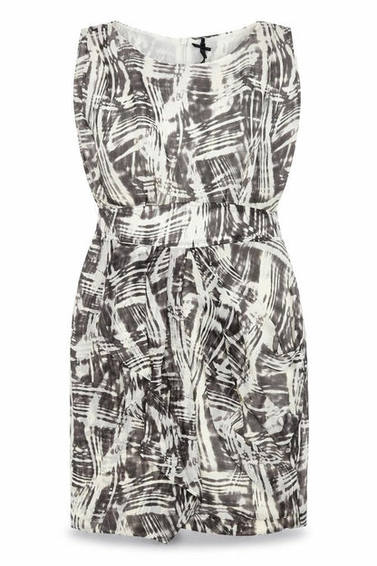NEXT Womens Grey Geometric Polyester Pencil Dress Size 14 Boat Neck Zip