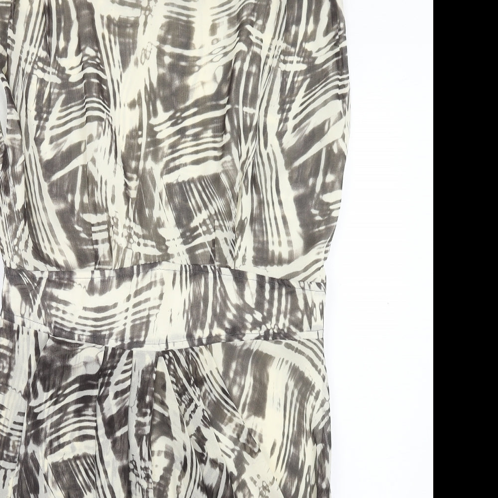 NEXT Womens Grey Geometric Polyester Pencil Dress Size 14 Boat Neck Zip