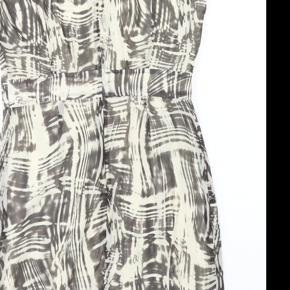 NEXT Womens Grey Geometric Polyester Pencil Dress Size 14 Boat Neck Zip