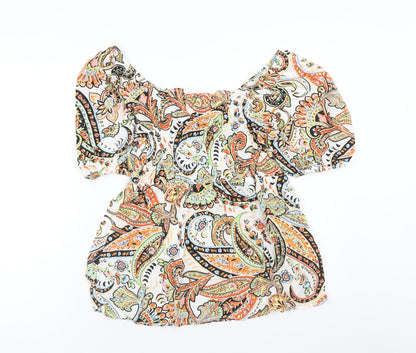 Papaya Womens Multicoloured Paisley Viscose Basic Blouse Size 10 Boat Neck