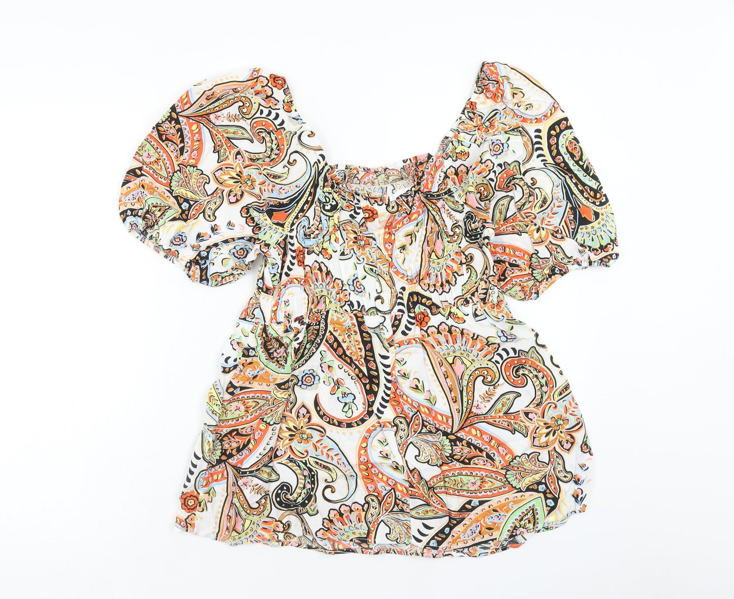 Papaya Womens Multicoloured Paisley Viscose Basic Blouse Size 10 Boat Neck