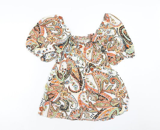 Papaya Womens Multicoloured Paisley Viscose Basic Blouse Size 10 Boat Neck