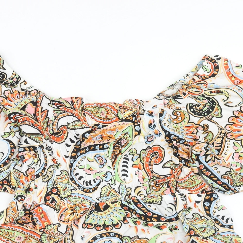 Papaya Womens Multicoloured Paisley Viscose Basic Blouse Size 10 Boat Neck