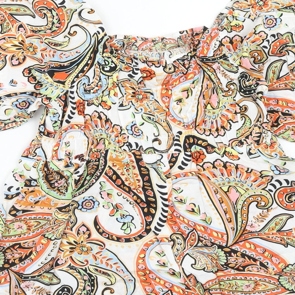Papaya Womens Multicoloured Paisley Viscose Basic Blouse Size 10 Boat Neck
