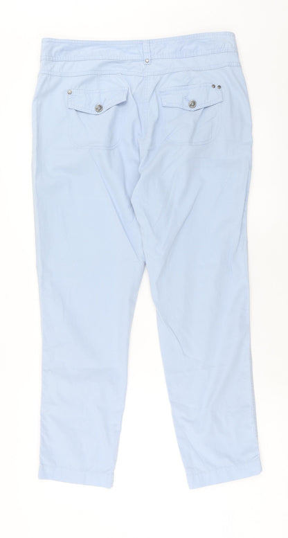 Authentic Womens Blue Cotton Trousers Size 34 in Regular Zip