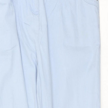Authentic Womens Blue Cotton Trousers Size 34 in Regular Zip