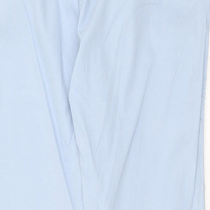 Authentic Womens Blue Cotton Trousers Size 34 in Regular Zip