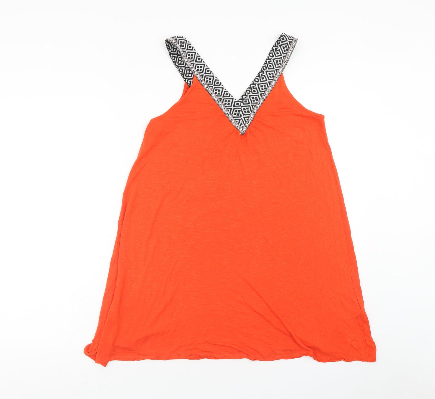 Papaya Womens Orange Viscose Basic Tank Size M V-Neck