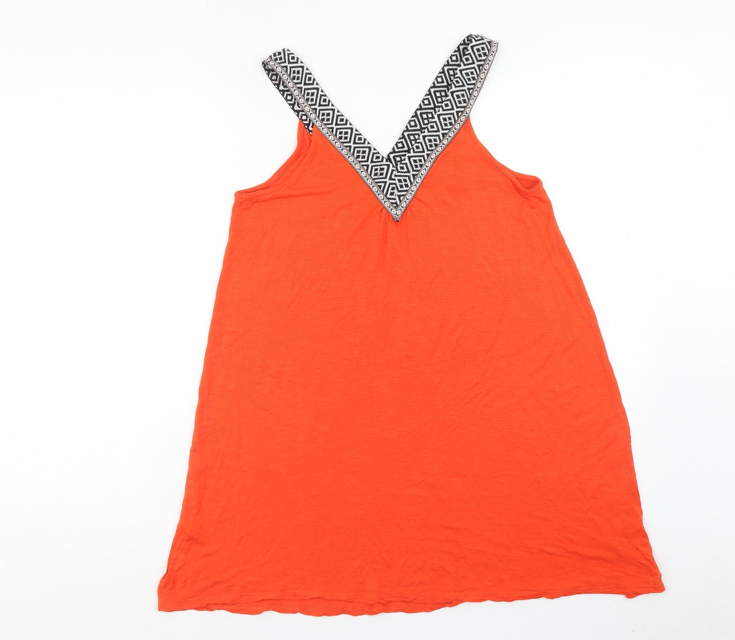 Papaya Womens Orange Viscose Basic Tank Size M V-Neck