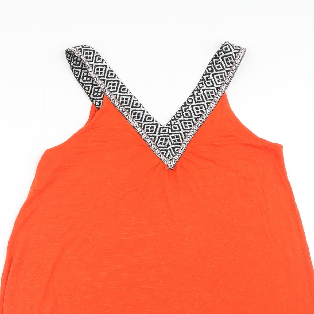 Papaya Womens Orange Viscose Basic Tank Size M V-Neck