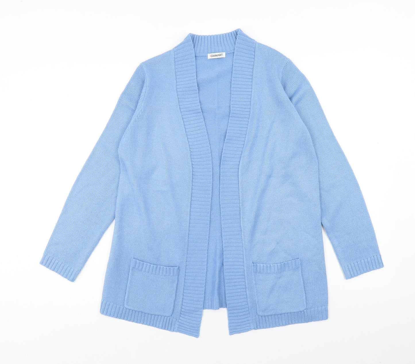 Damart Womens Blue V-Neck Acrylic Cardigan Jumper Size 10 - Size 10-12