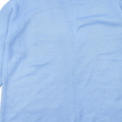 Damart Womens Blue V-Neck Acrylic Cardigan Jumper Size 10 - Size 10-12