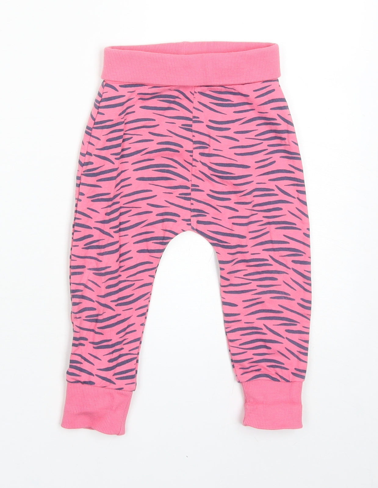 Mothercare Girls Pink Geometric Cotton Jogger Trousers Size 9-12 Months Pullover
