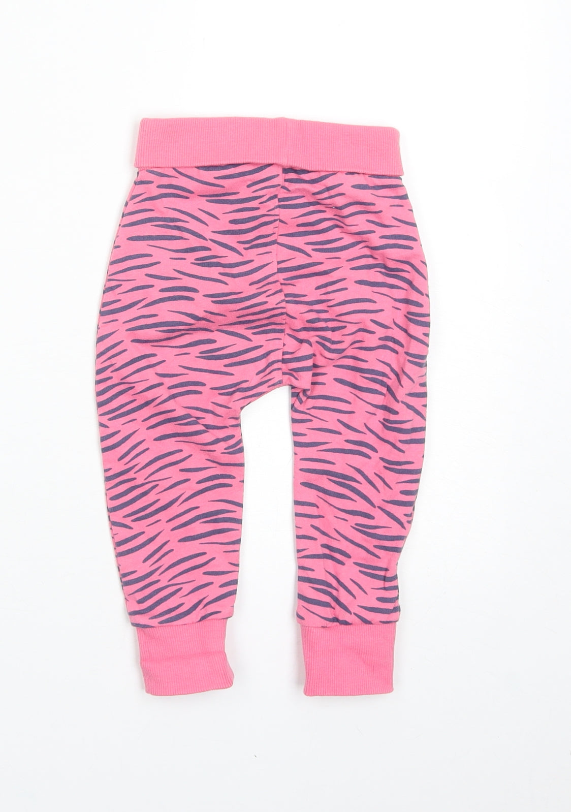 Mothercare Girls Pink Geometric Cotton Jogger Trousers Size 9-12 Months Pullover