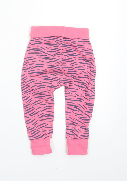 Mothercare Girls Pink Geometric Cotton Jogger Trousers Size 9-12 Months Pullover