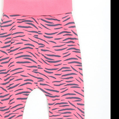 Mothercare Girls Pink Geometric Cotton Jogger Trousers Size 9-12 Months Pullover