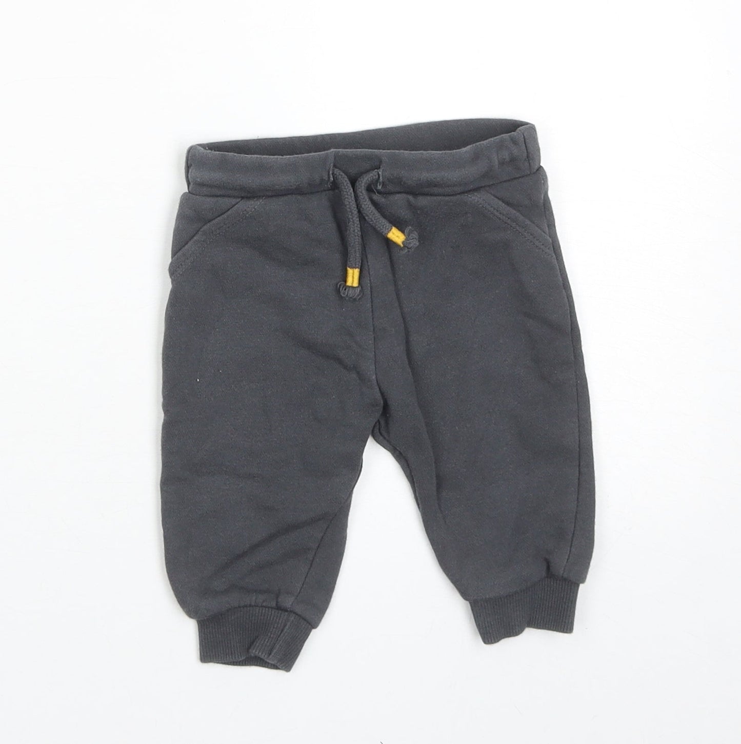 F&F Boys Grey Cotton Jogger Trousers Size 3-6 Months Drawstring