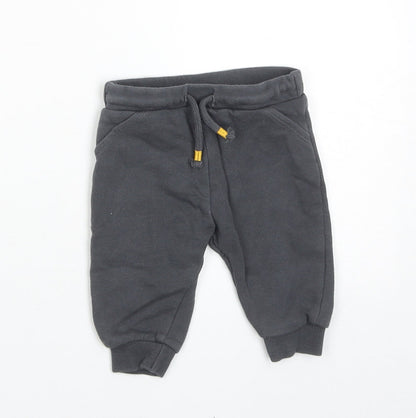 F&F Boys Grey Cotton Jogger Trousers Size 3-6 Months Drawstring