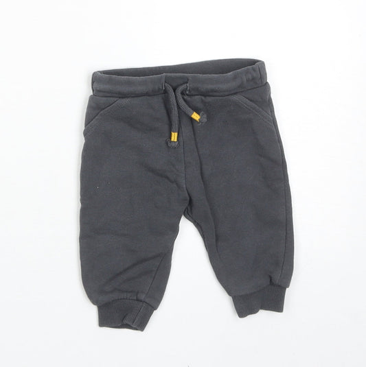 F&F Boys Grey Cotton Jogger Trousers Size 3-6 Months Drawstring