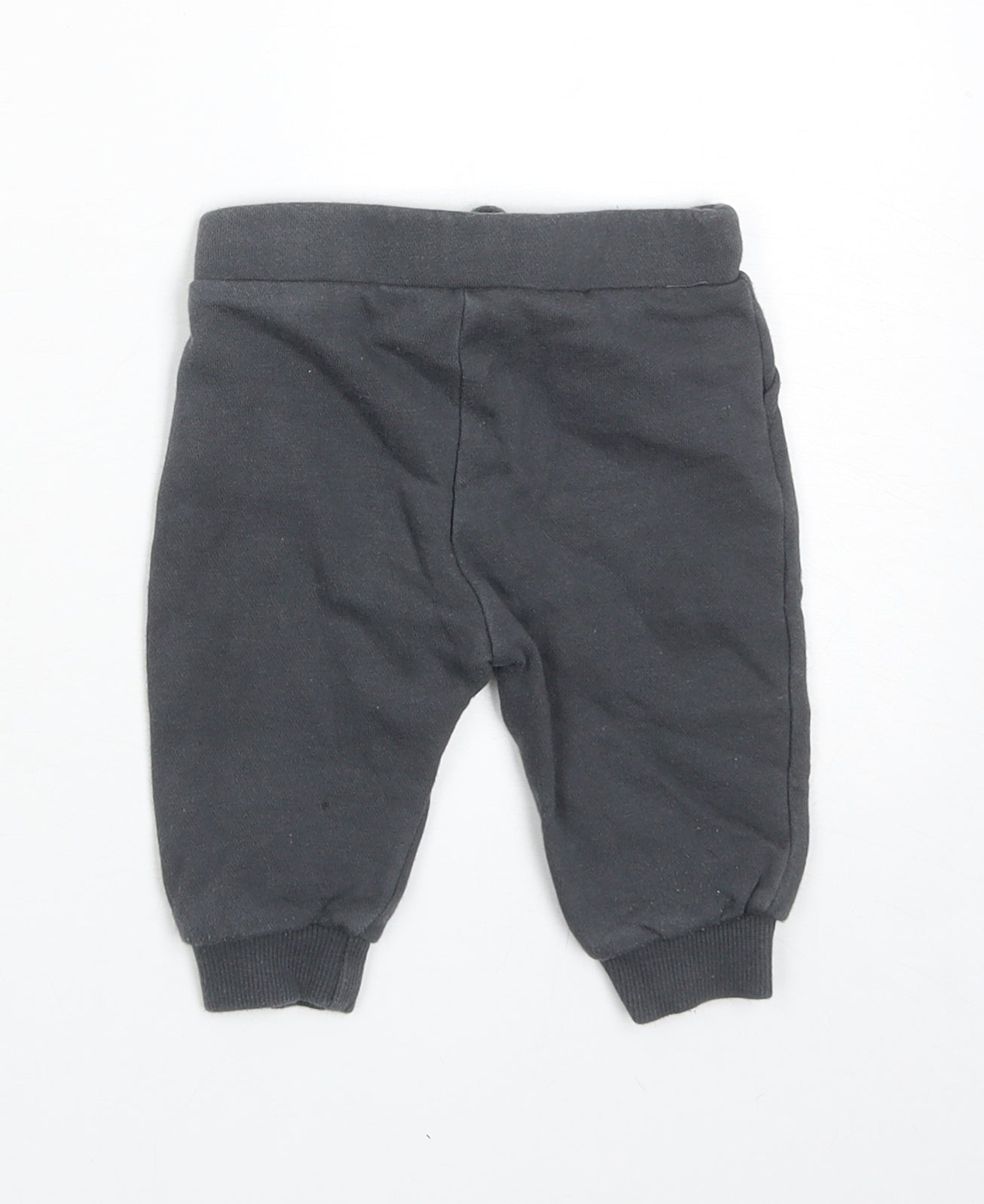 F&F Boys Grey Cotton Jogger Trousers Size 3-6 Months Drawstring
