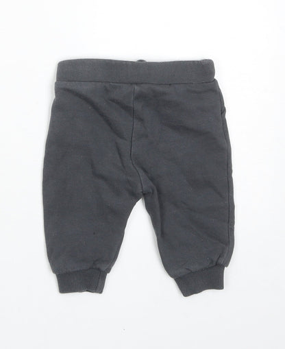 F&F Boys Grey Cotton Jogger Trousers Size 3-6 Months Drawstring