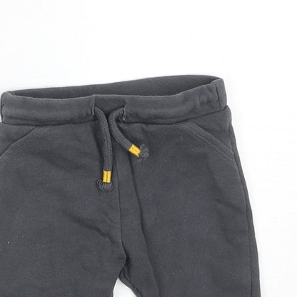 F&F Boys Grey Cotton Jogger Trousers Size 3-6 Months Drawstring