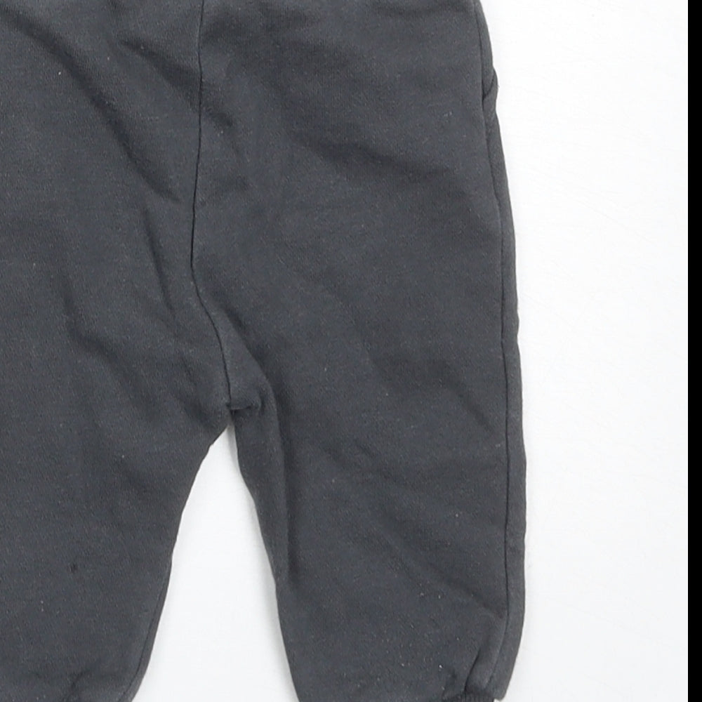 F&F Boys Grey Cotton Jogger Trousers Size 3-6 Months Drawstring