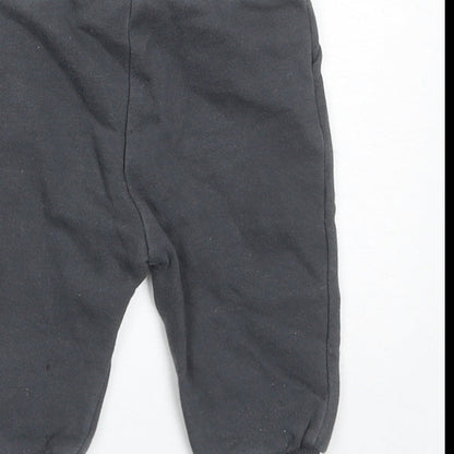 F&F Boys Grey Cotton Jogger Trousers Size 3-6 Months Drawstring