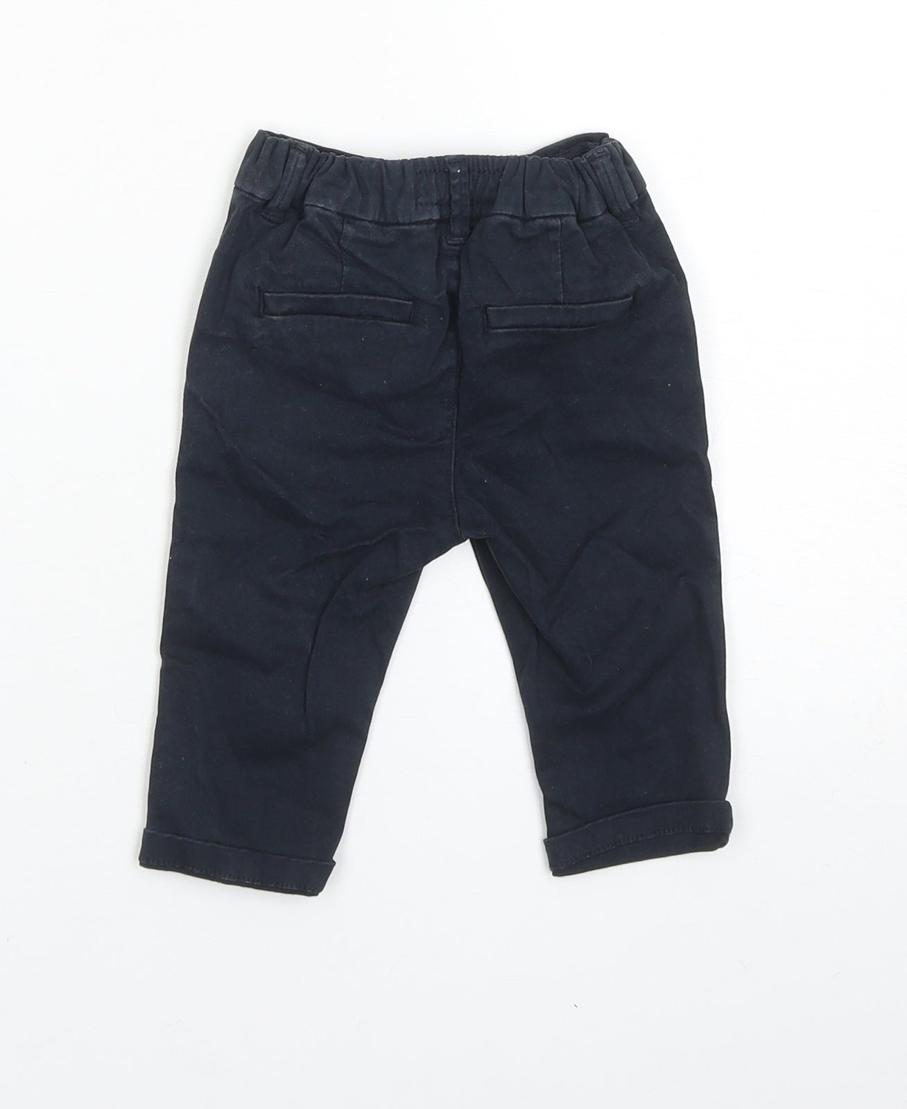 NEXT Boys Blue Cotton Capri Trousers Size 3-6 Months Button