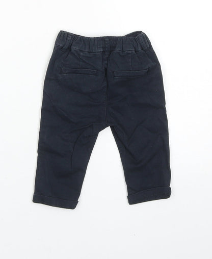 NEXT Boys Blue Cotton Capri Trousers Size 3-6 Months Button