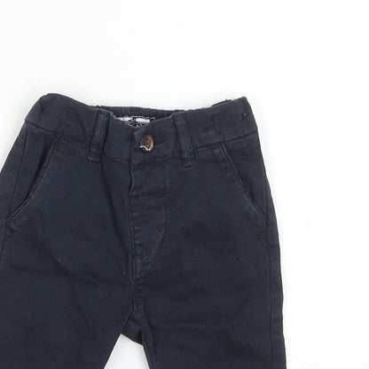 NEXT Boys Blue Cotton Capri Trousers Size 3-6 Months Button