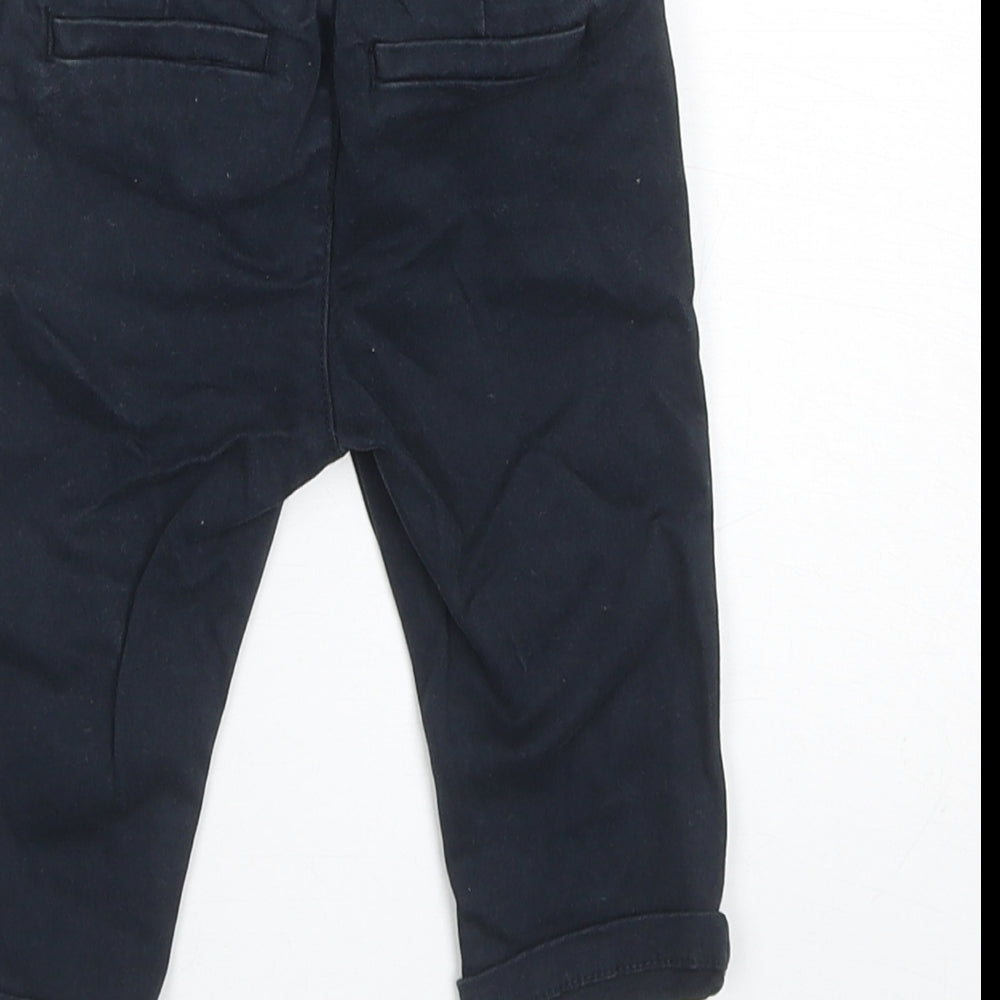 NEXT Boys Blue Cotton Capri Trousers Size 3-6 Months Button