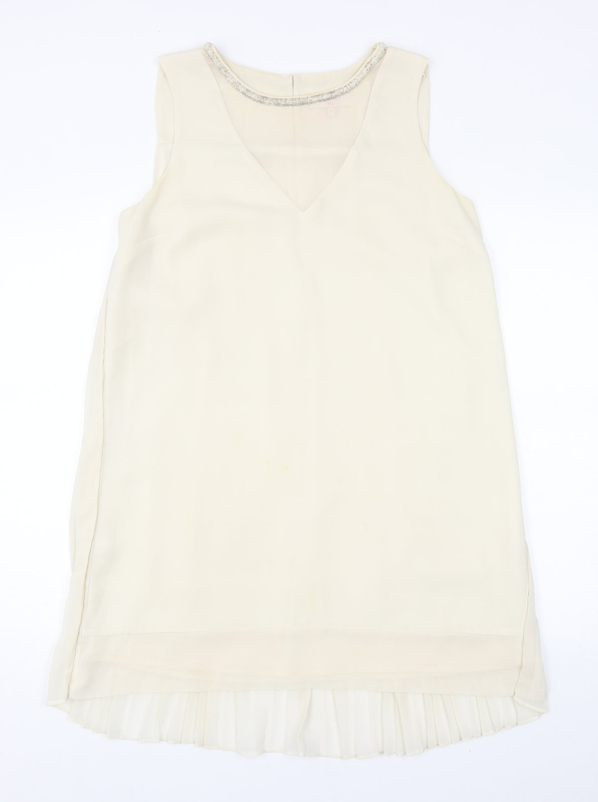 NEXT Womens Ivory Polyester Shift Size 14 Round Neck Button