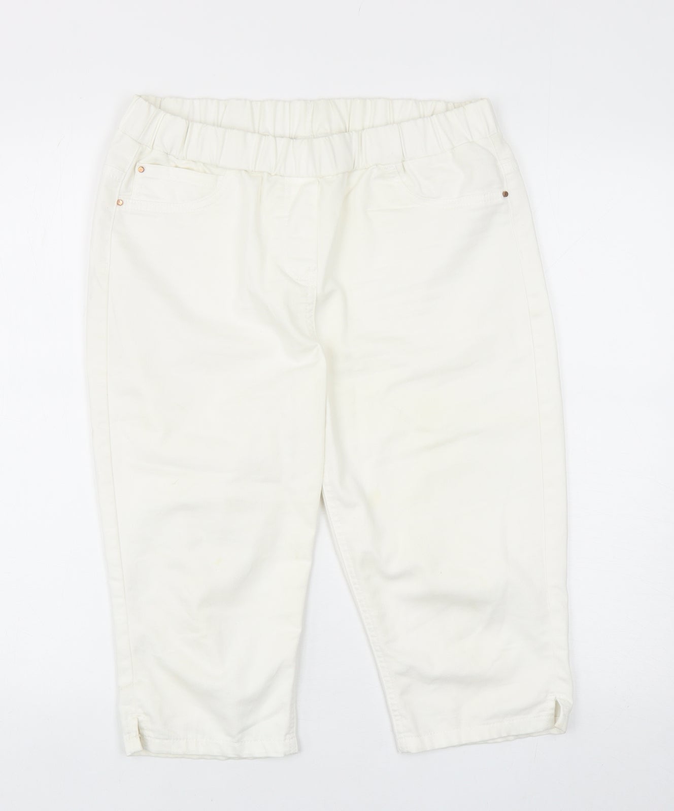 George Womens White Cotton Capri Jeans Size 12 Regular