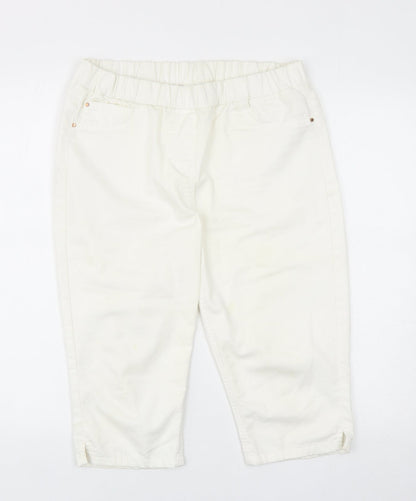 George Womens White Cotton Capri Jeans Size 12 Regular