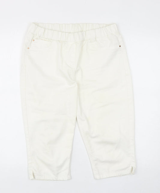 George Womens White Cotton Capri Jeans Size 12 Regular