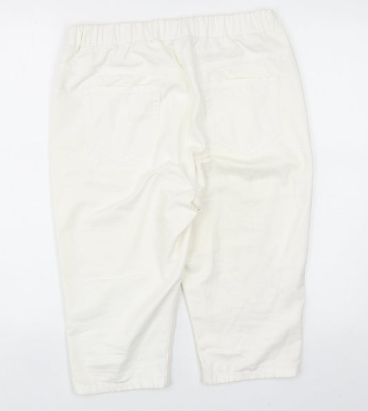 George Womens White Cotton Capri Jeans Size 12 Regular