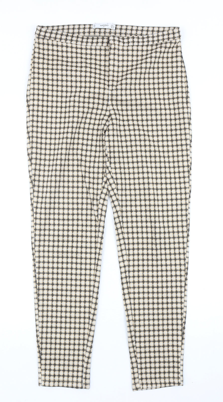 Mango Womens Yellow Geometric Polyester Carrot Trousers Size L Regular Zip