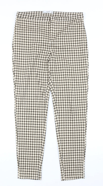 Mango Womens Yellow Geometric Polyester Carrot Trousers Size L Regular Zip