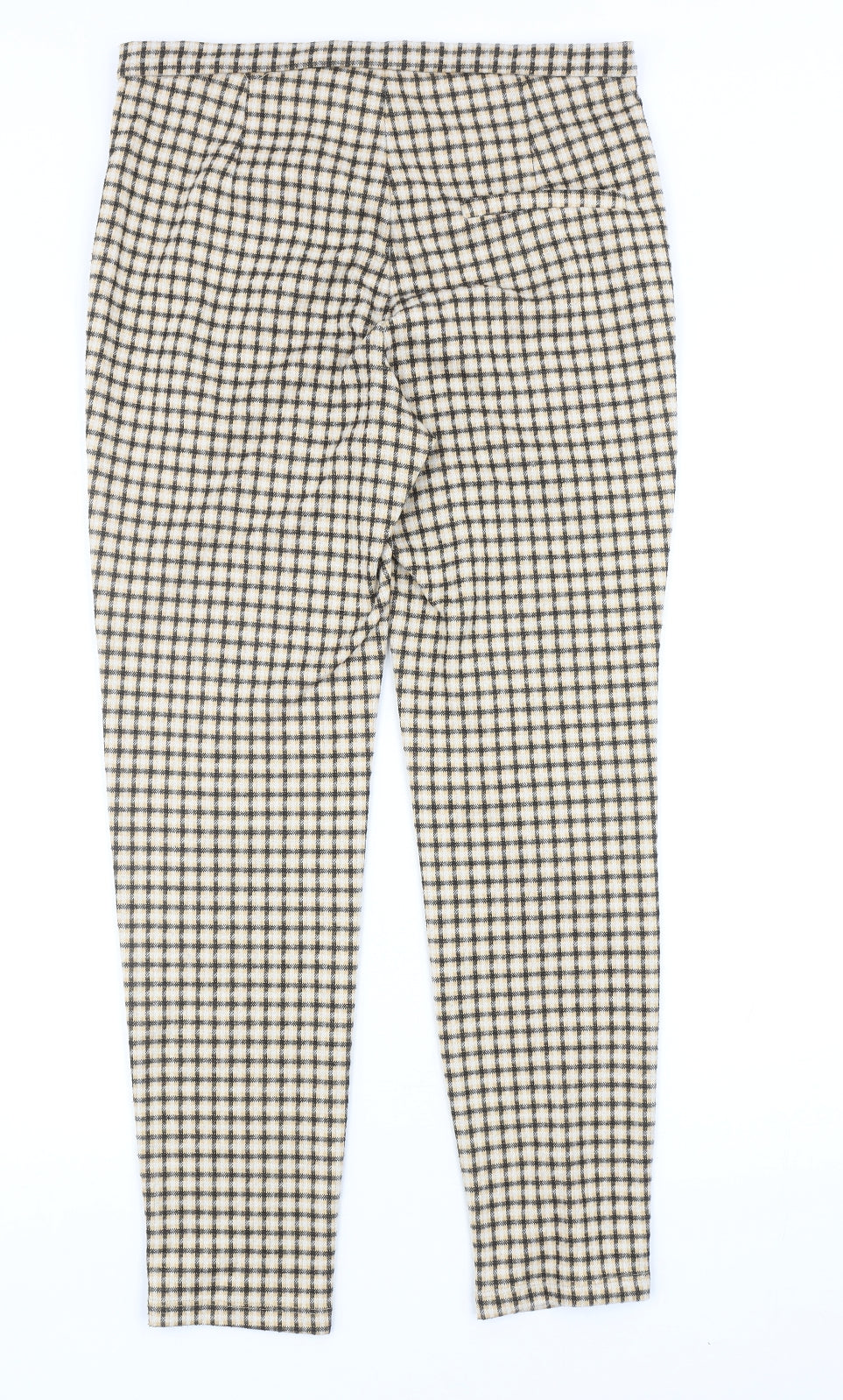 Mango Womens Yellow Geometric Polyester Carrot Trousers Size L Regular Zip