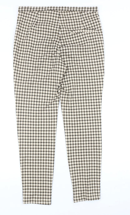 Mango Womens Yellow Geometric Polyester Carrot Trousers Size L Regular Zip