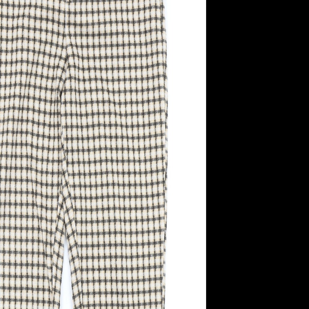 Mango Womens Yellow Geometric Polyester Carrot Trousers Size L Regular Zip